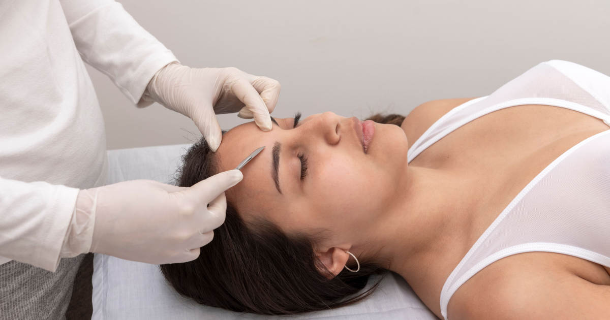 Dermaplaning treatment on woman’s face at a spa in Ville Platte, LA
